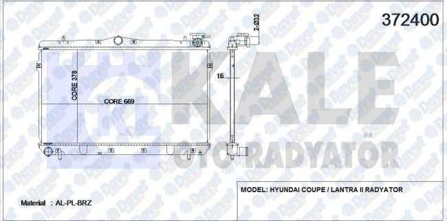 KALE 372400 Su Radyatoru Hyundai Coupe-Lantra Ii (Al/Pl/Brz) (378x669x18) (Manuel)